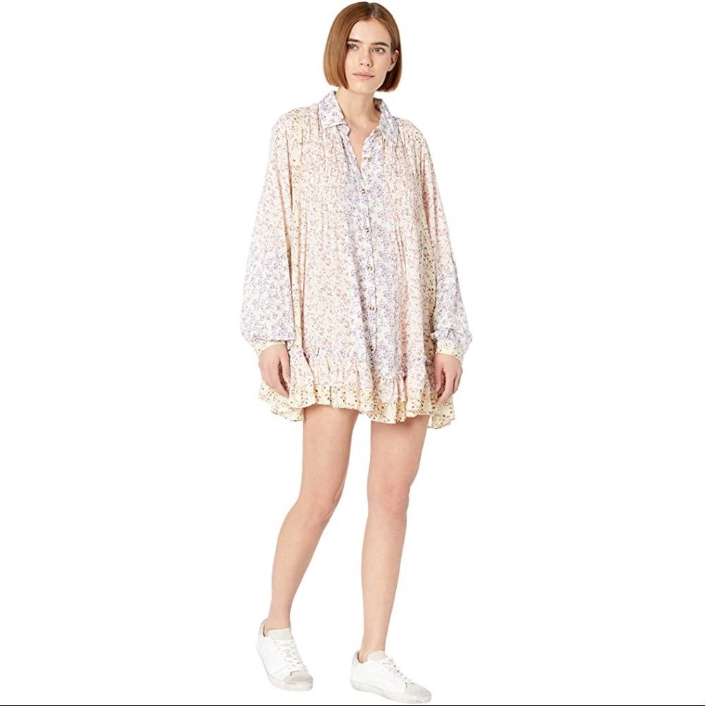Free People Floral Ruffle Tunic